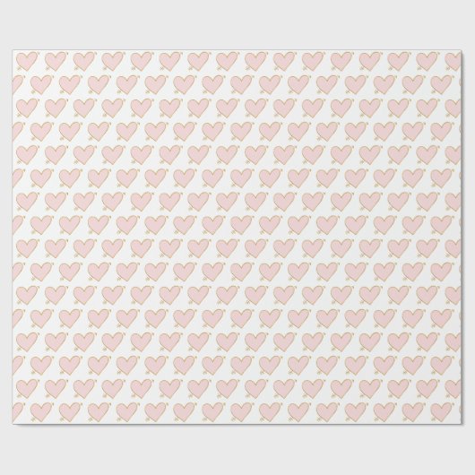 赤面ピンク金ゴールドハート（矢印あり） ラッピングペーパー (フラット)