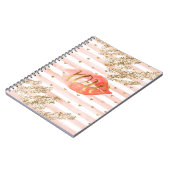 赤面ピンク金ゴールドハートXOXOグリッターリップ ノートブック (左側)