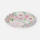 赤面ピンク金ゴールドバラベビーガールシャワー ペーパープレート (アングル)