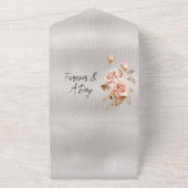 赤面ピンク金ゴールドバラホワイトレザーフェイクズ オールインワン招待状 (外側)