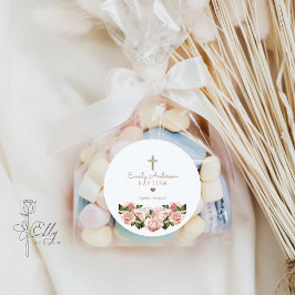 赤面ピンク金ゴールドバラ《キリスト教》洗礼式や命名式の好意 ラウンドシール