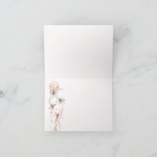 赤面ピンク金ゴールドバルーンベビーシャワー サンキューカード (内部)