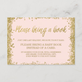 赤面ピンク金ゴールドフェイクグリッターベビーシャワーブック エンクロージャーカード