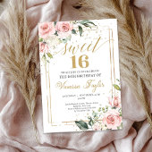 赤面ピンク金ゴールドフレームバラ金ゴールドほこりっぽいバラ 招待状