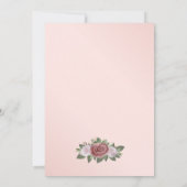 赤面ピンク金ゴールドフレーム紙吹雪結婚フローラ 招待状 (裏面)