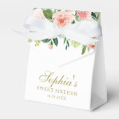 赤面ピンク金ゴールドフローラエレガントベビースウィート16お気に入り フェイバーボックス (正面サイド)