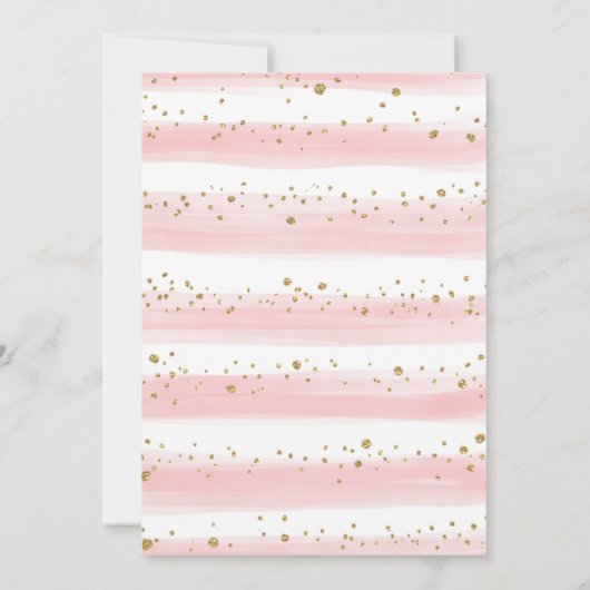 赤面ピンク金ゴールドフローラカボチャ女の子ベビーシャワー 招待状 (裏面)