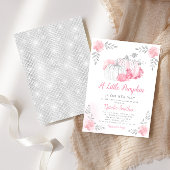 赤面ピンク金ゴールドフローラカボチャ女の子ベビーシャワー 招待状