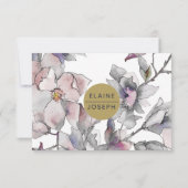 赤面ピンク金ゴールドフローラガーデンボタニッ結婚クス 出欠カード (裏面)