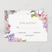 赤面ピンク金ゴールドフローラガーデンボタニッ結婚クス 出欠カード (正面/裏面)