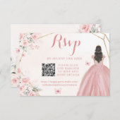 赤面ピンク金ゴールドフローラガールチャラXVアニョスQR 出欠カード (正面/裏面)