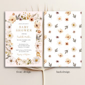 赤面ピンク金ゴールドフローラガールベビーシャワー招待状 招待状