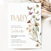 赤面ピンク金ゴールドフローラガールベビーシャワー招待状 招待状