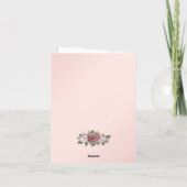 赤面ピンク金ゴールドフローラサンキューカード サンキューカード (裏面)