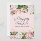 赤面ピンク金ゴールドフローラハッピーイースター シーズンカード (正面)