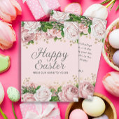 赤面ピンク金ゴールドフローラハッピーイースター シーズンカード
