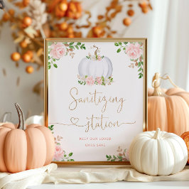 赤面ピンク金ゴールドフローラパンプキンサニタイジングステーション ポスター