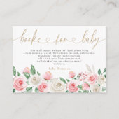 赤面ピンク金ゴールドフローラブックベビーベビーシャワー エンクロージャーカード (正面)