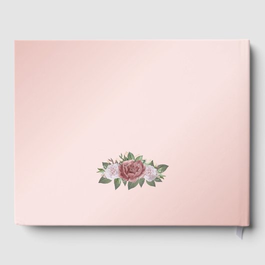 赤面ピンク金ゴールドフローラブライダルシャワーゲストブック ゲストブック (裏面)