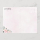 赤面ピンク金ゴールドフローラプリンセスティアラキンセアニラ インビテーションポストカード (裏面)
