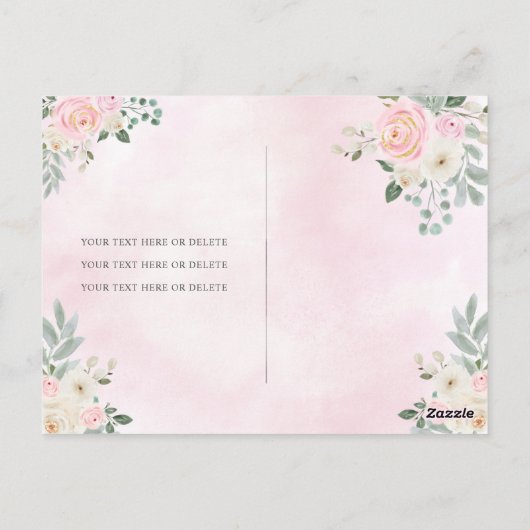 赤面ピンク金ゴールドフローラプリンセスティアラキンセアニラ ポストカード (裏面)