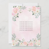 赤面ピンク金ゴールドフローラプリンセスティアラキンセアニラ 招待状 (裏面)