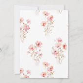 赤面ピンク金ゴールドフローラベビーイン開花ベビーシャワー 招待状 (裏面)