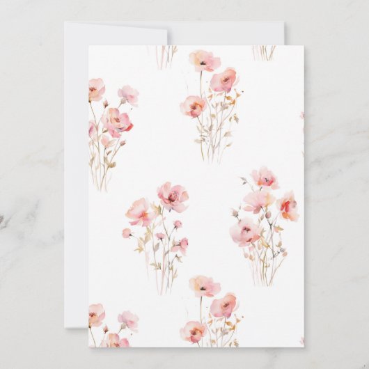 赤面ピンク金ゴールドフローラベビーイン開花ベビーシャワー 招待状 (裏面)