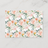 赤面ピンク金ゴールドフローラベビーシャワーおむつラッフル エンクロージャーカード (裏面)