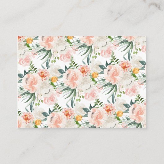 赤面ピンク金ゴールドフローラベビーシャワーおむつラッフル エンクロージャーカード (裏面)