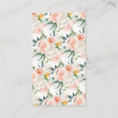 赤面ピンク金ゴールドフローラベビーシャワーおむつラッフル エンクロージャーカード (裏面)