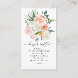 赤面ピンク金ゴールドフローラベビーシャワーおむつラッフル エンクロージャーカード