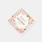 赤面ピンク金ゴールドフローラベビーシャワー紙ナプキンス スタンダードカクテルナプキン (角)