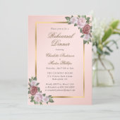 赤面ピンク金ゴールドフローラリハーサルディナー招待状 招待状 (スタンド正面)