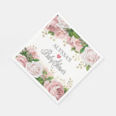 赤面ピンク金ゴールドフローラ小さな女の子ベビーシャワー スタンダードランチョンナプキン (角)