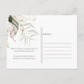 赤面ピンク金ゴールドフローラ熱帯ブライダルシャワー ポストカード (裏面)