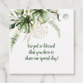 赤面ピンク金ゴールドフローラ熱帯モンステラ結婚ス フェイバータグ (裏面)