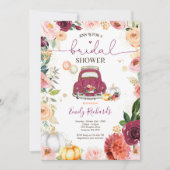 赤面ピンク金ゴールドフローラ秋パンプキンブライダルシャワー 招待状 (正面)