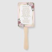 赤面ピンク金ゴールドフローラ結婚式 プログラム ハンドファン (裏面)