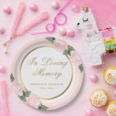 赤面ピンク金ゴールドフローラ記念葬儀 ペーパープレート (パーティー)