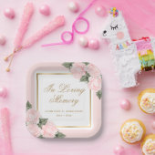 赤面ピンク金ゴールドフローラ記念葬儀 ペーパープレート (パーティー)