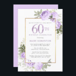 赤面ピンク金ゴールドフローラ60th誕生日パーティー 招待状<br><div class="desc">この60歳の誕生日パーティエレガントーの招待でフェミニン特別な女性を尊重する。60日は大書紫文字。誕生祝い後を追。お客様の名前も紫の大文字で表記されている。残りの文字は柔らかいハト灰色。60誕生祝いの詳細は、紫のバラとセージの緑ので飾あるシックな金ゴールドフレームに囲ま葉れている。デザインの間伝統的に、開いた風通しの良い植物性の葉と文字与えはバイブコンテンポラリーだ。その招待は柔らかい紫だ。残念ながら、60の数字は編集できない。もうもし1年お願いだから、カスタムデザインを作って嬉しいよ。</div>