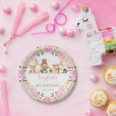 赤面ピンク金ゴールドフローラWoodland第1誕生日パーティー ペーパープレート (パーティー)