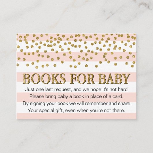 赤面ピンク金ゴールドブックベビーブックリクエストカード エンクロージャーカード (正面)