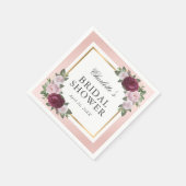 赤面ピンク金ゴールドブルゴーニュフローラブライダルシャワー スタンダードカクテルナプキン (角)