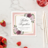 赤面ピンク金ゴールドブルゴーニュフローラ結婚ズナプキンス スタンダードカクテルナプキン (インサイチュ)