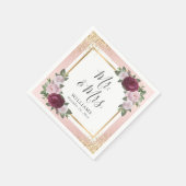 赤面ピンク金ゴールドブルゴーニュフローラ結婚ズ スタンダードカクテルナプキン (角)