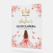 赤面ピンク金ゴールドプリンセスキンセアニェラウェルカム アクリルサイン (傾斜)