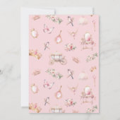 赤面ピンク金ゴールドプリンセス1st誕生日パーティークラウン 招待状 (裏面)