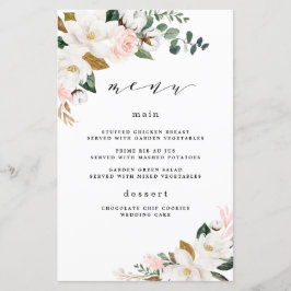 赤面ピンク金ゴールドホワイトフローラ結婚カード